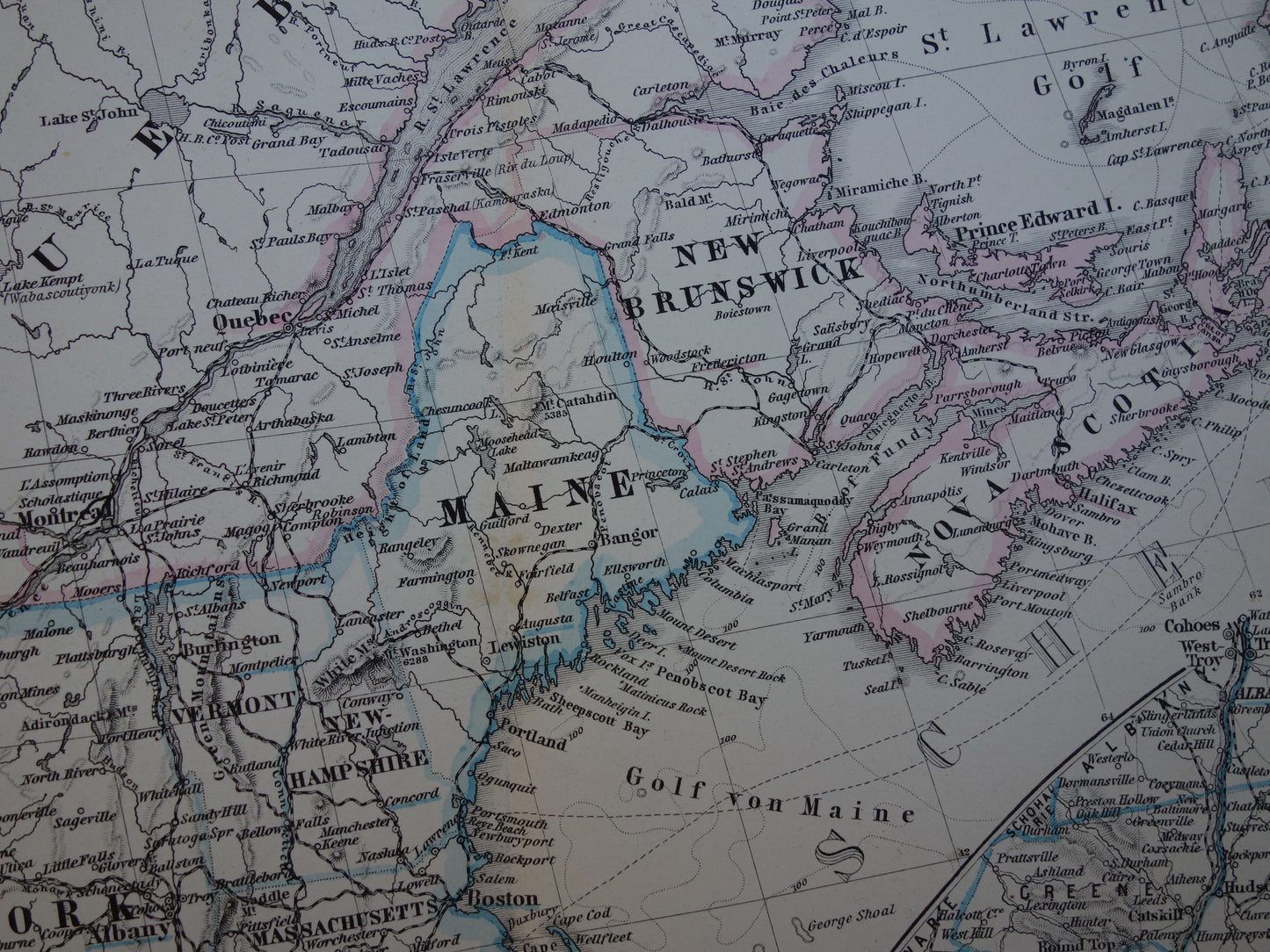 New Jersey Long Island Antieke kaart van de VS uit 1884 originele oude landkaart New York Connecticut Verenigde Staten