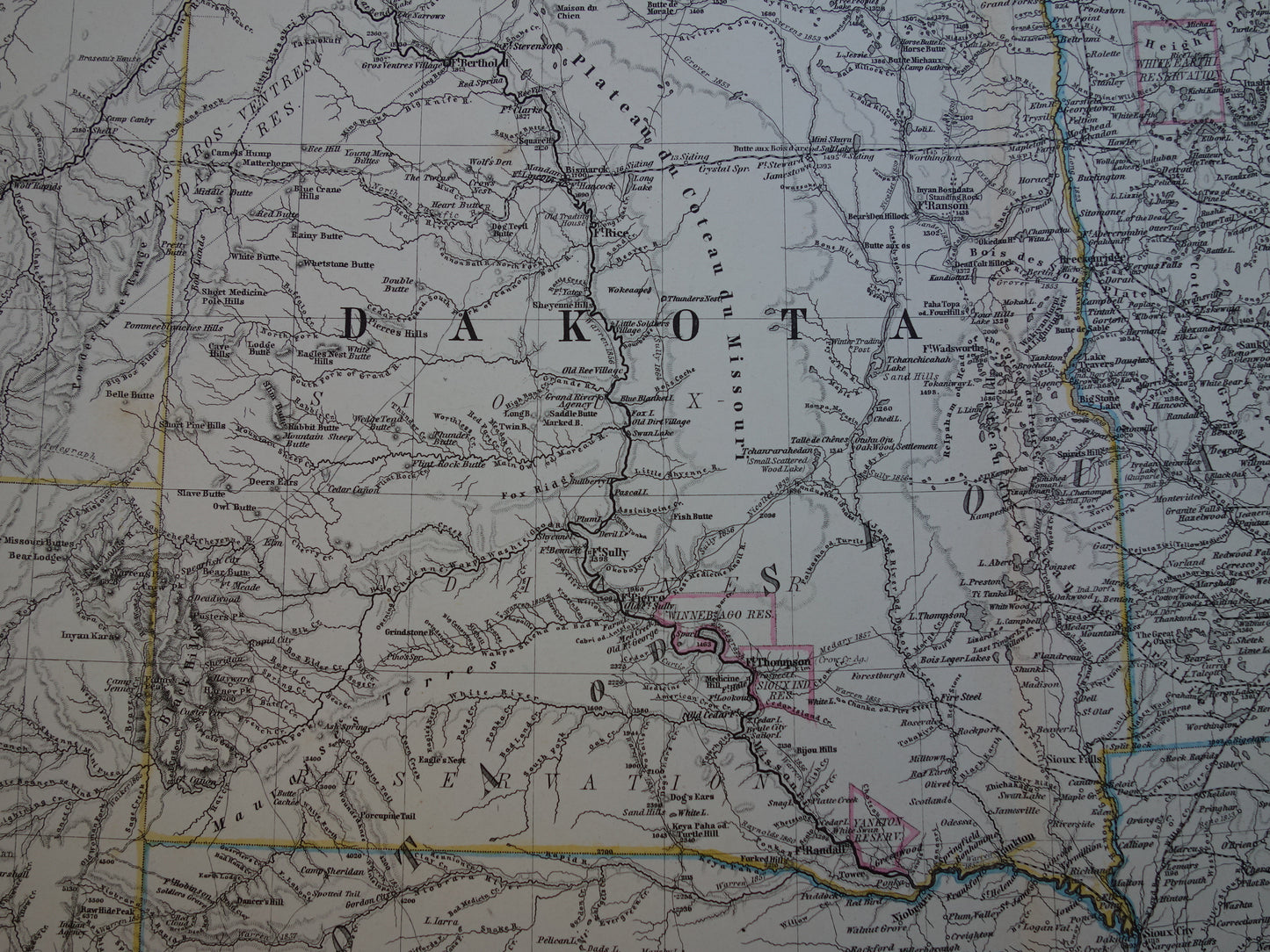 MINNESOTA IOWA Antieke kaart van de VS uit 1884 originele oude landkaart Wisconsin Dakota Nebraska Verenigde Staten