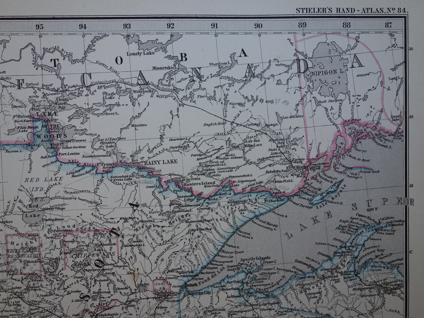 MINNESOTA IOWA Antieke kaart van de VS uit 1884 originele oude landkaart Wisconsin Dakota Nebraska Verenigde Staten