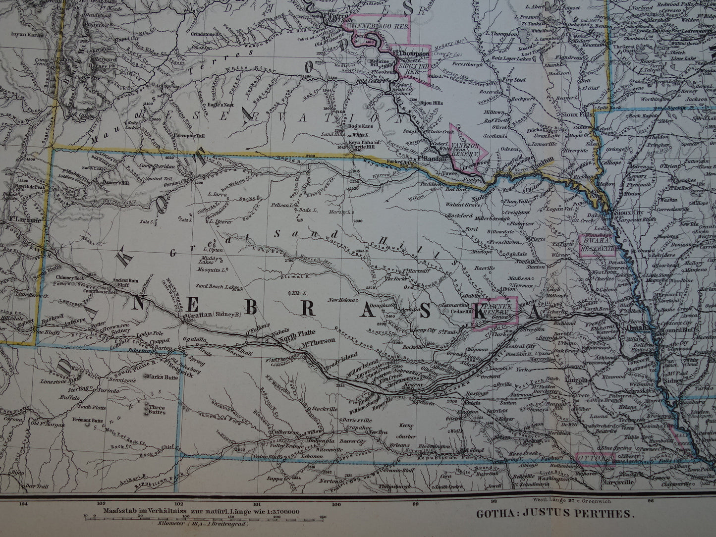 MINNESOTA IOWA Antieke kaart van de VS uit 1884 originele oude landkaart Wisconsin Dakota Nebraska Verenigde Staten