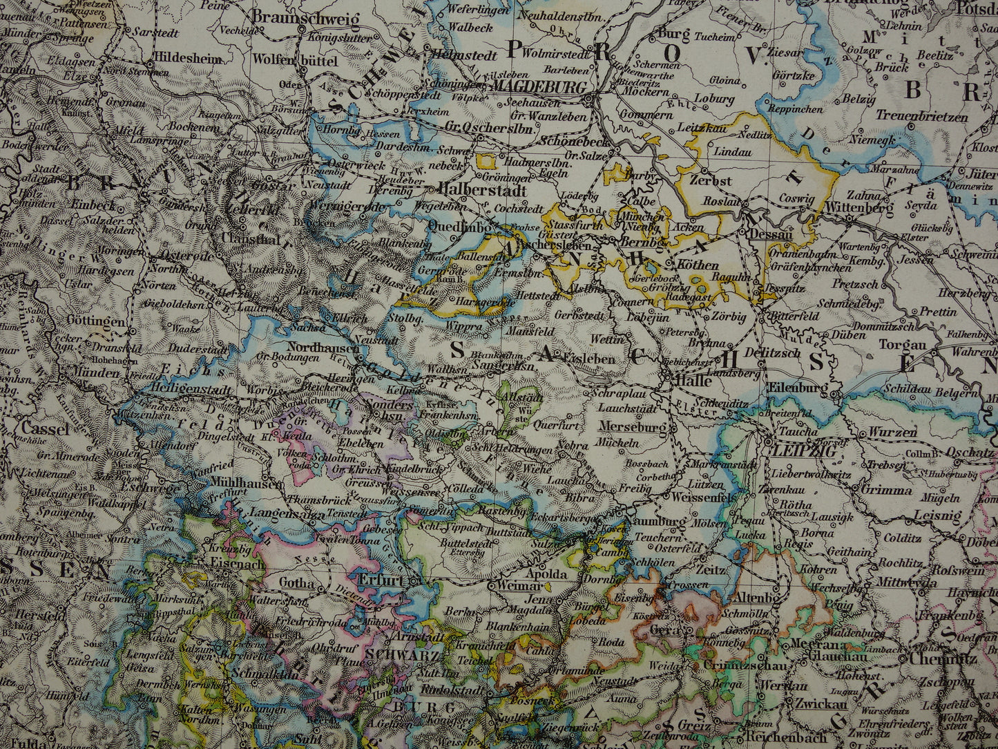 DUITSLAND Oude landkaart van noord-Duitsland uit 1872 originele 150+ jaar oude antieke kaart Berlijn Brandenburg