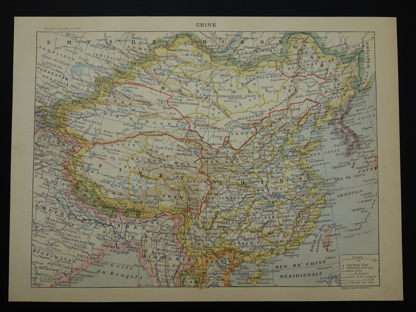 CHINA Oude kaart van China uit 1902 Originele antieke landkaart vintage print