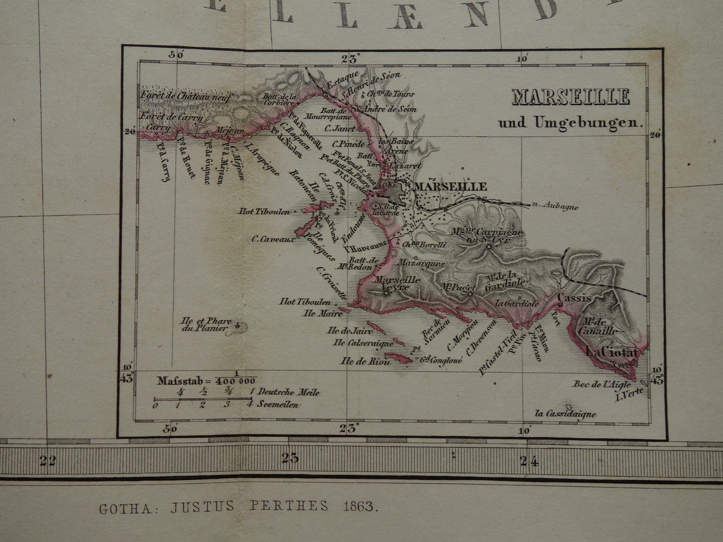 FRANKRIJK Grote oude kaart van Frankrijk 1863 originele antieke landkaart poster 74x89 cm met jaartal