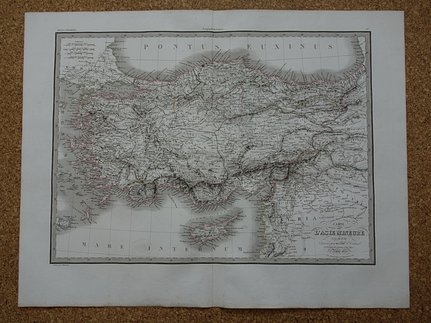 Turkije grote oude landkaart van Asia Minor in Klassieke Oudheid originele antieke kaart uit 1831