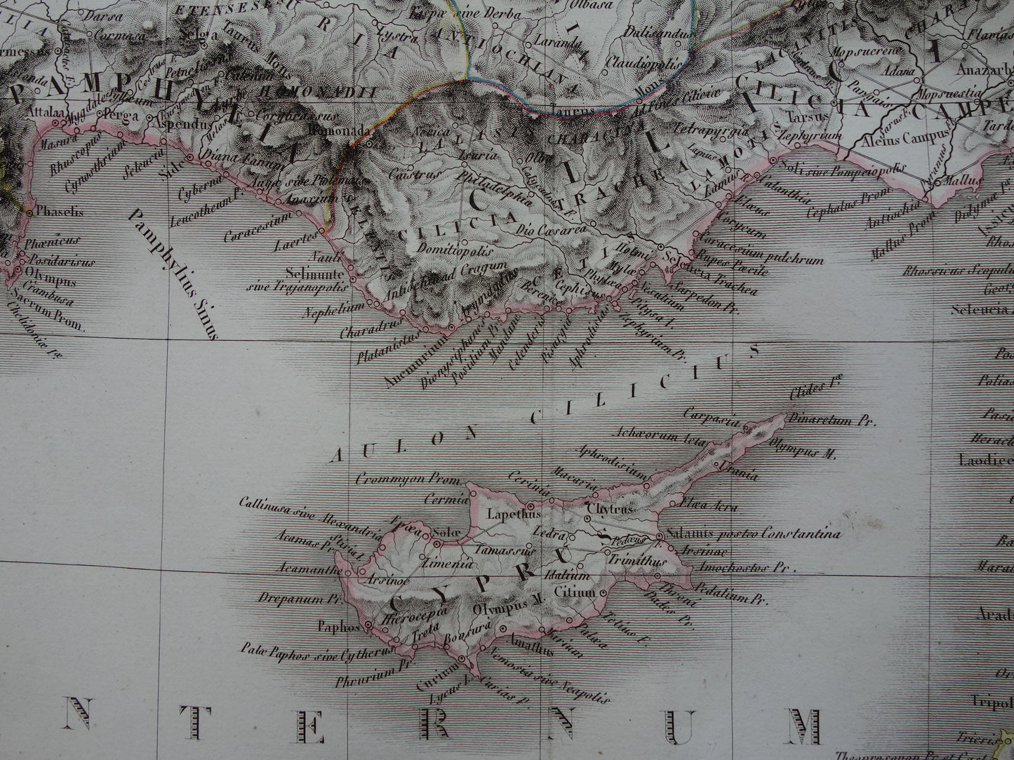 Turkije grote oude landkaart van Asia Minor in Klassieke Oudheid originele antieke kaart uit 1831