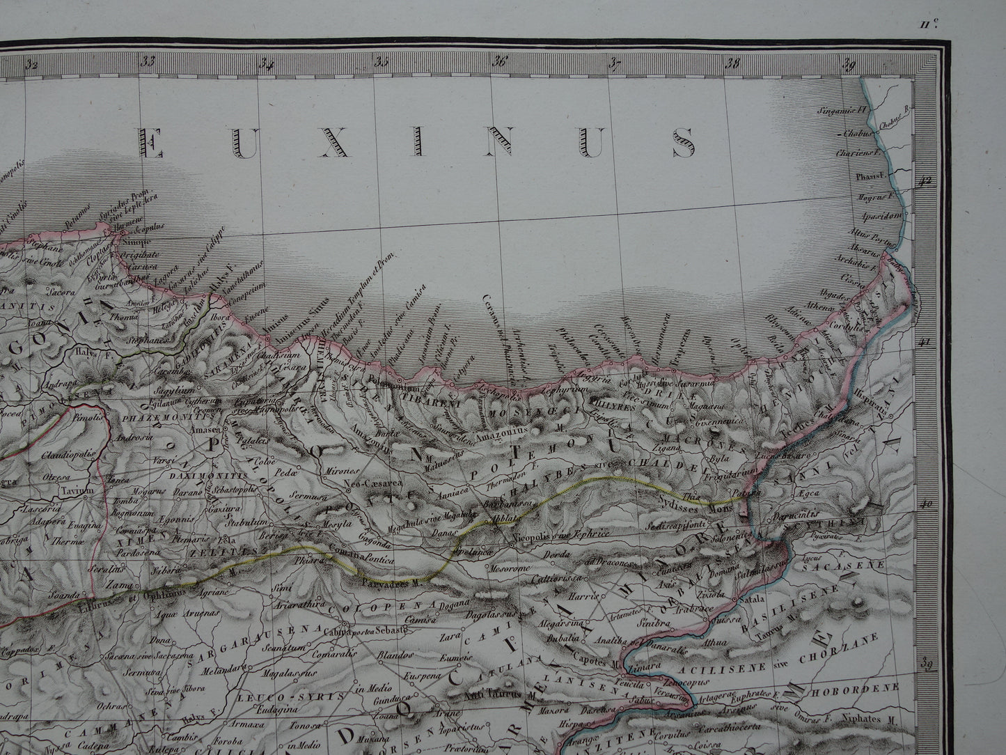 Turkije grote oude landkaart van Asia Minor in Klassieke Oudheid originele antieke kaart uit 1831