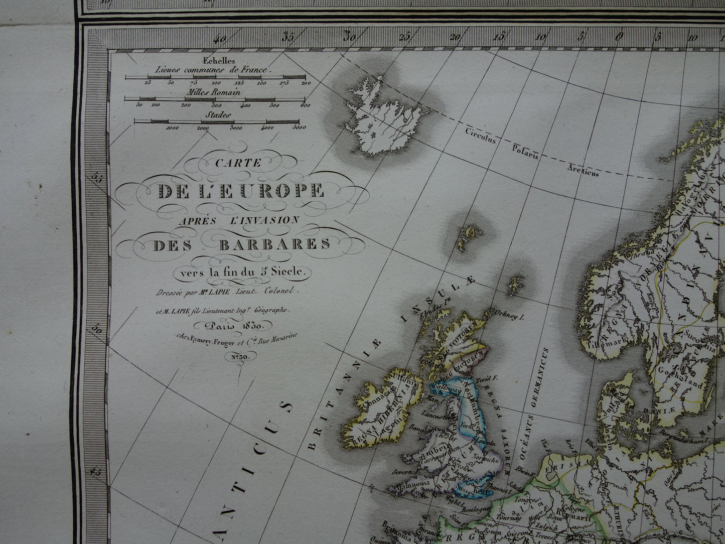 Geschiedenis van Europa antieke kaarten val van het Romeinse rijk - Karel de Grote 800 - Keizer Karel 5 1500 - originele oude landkaart