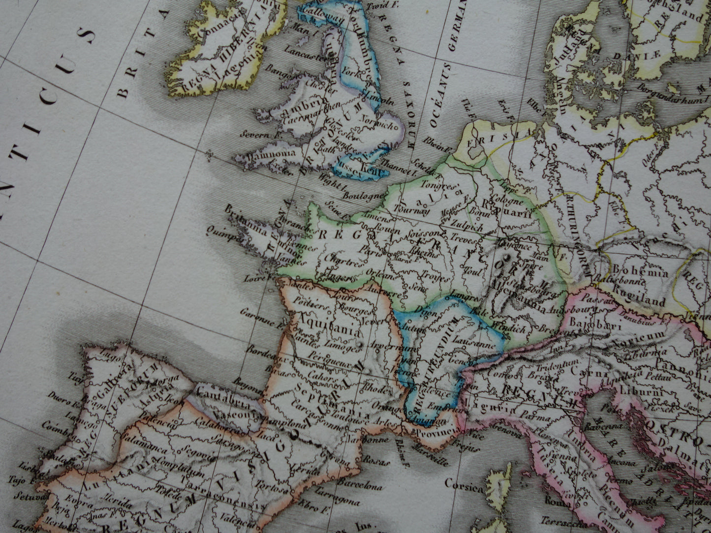 Geschiedenis van Europa antieke kaarten val van het Romeinse rijk - Karel de Grote 800 - Keizer Karel 5 1500 - originele oude landkaart