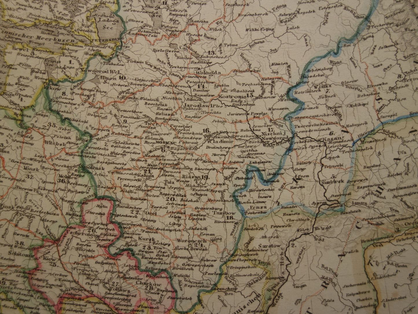 RUSLAND oude kaart van Russische Rijk in Europa antieke landkaart Polen Litouwen Oekraïne met jaartal - vintage kaarten