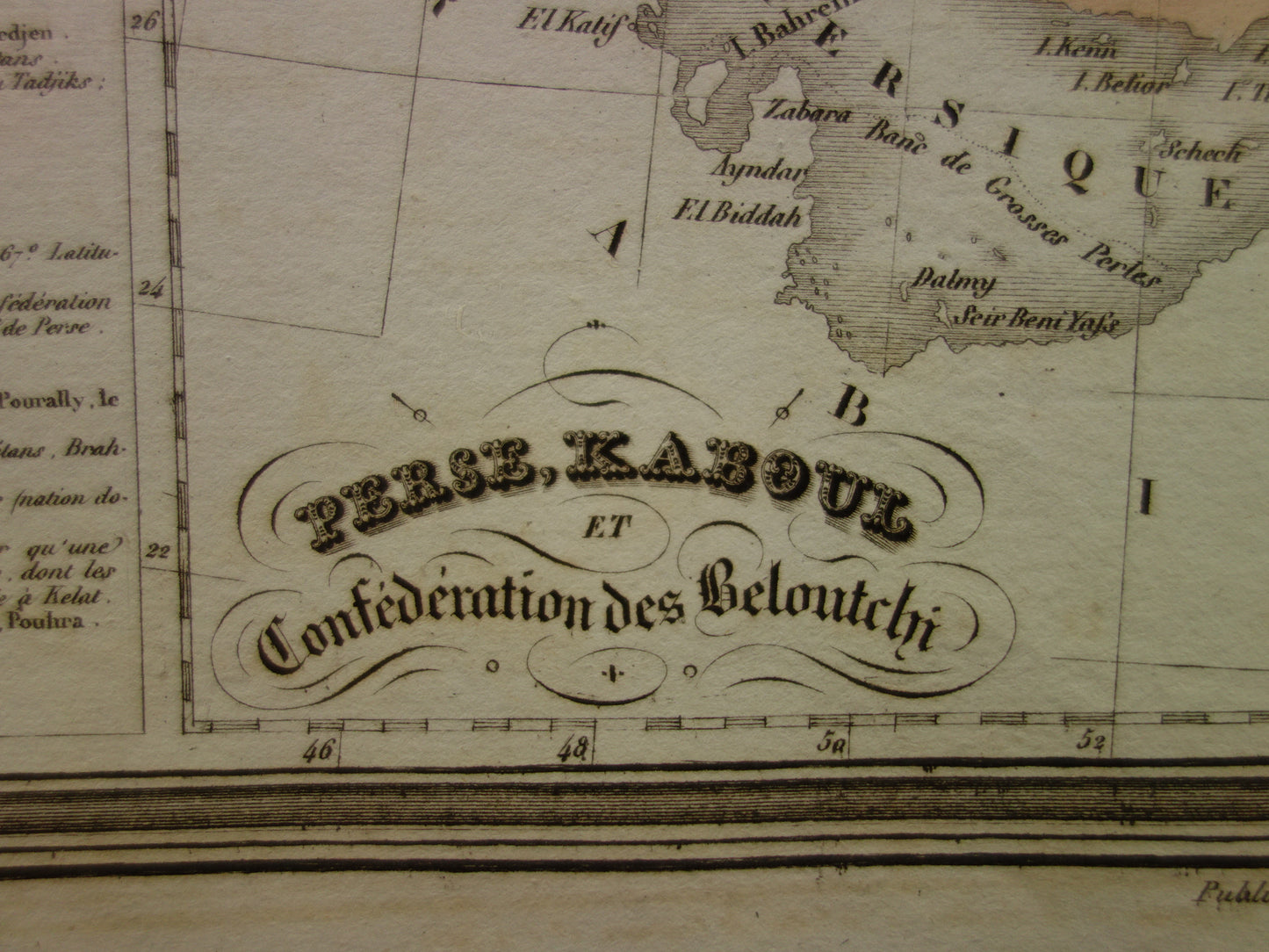 Antieke kaart van IRAN 180+ jaar oude Franse handgekleurde landkaart Perzië Balochistan 1838