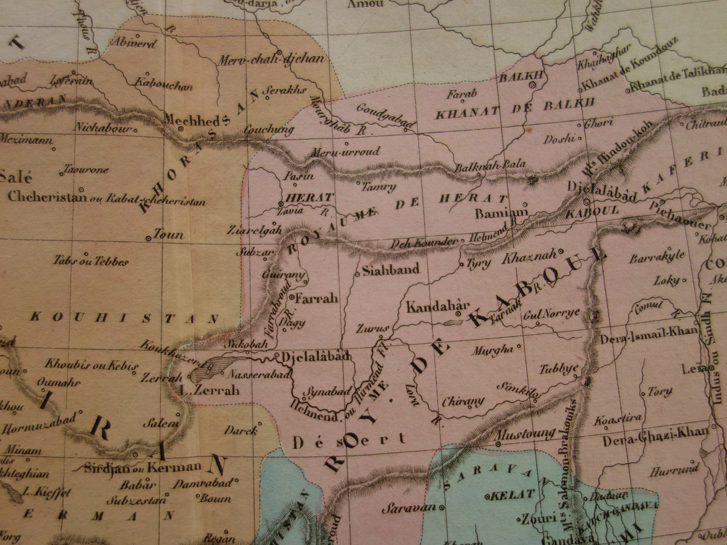 Antieke kaart van IRAN 180+ jaar oude Franse handgekleurde landkaart Perzië Balochistan 1838