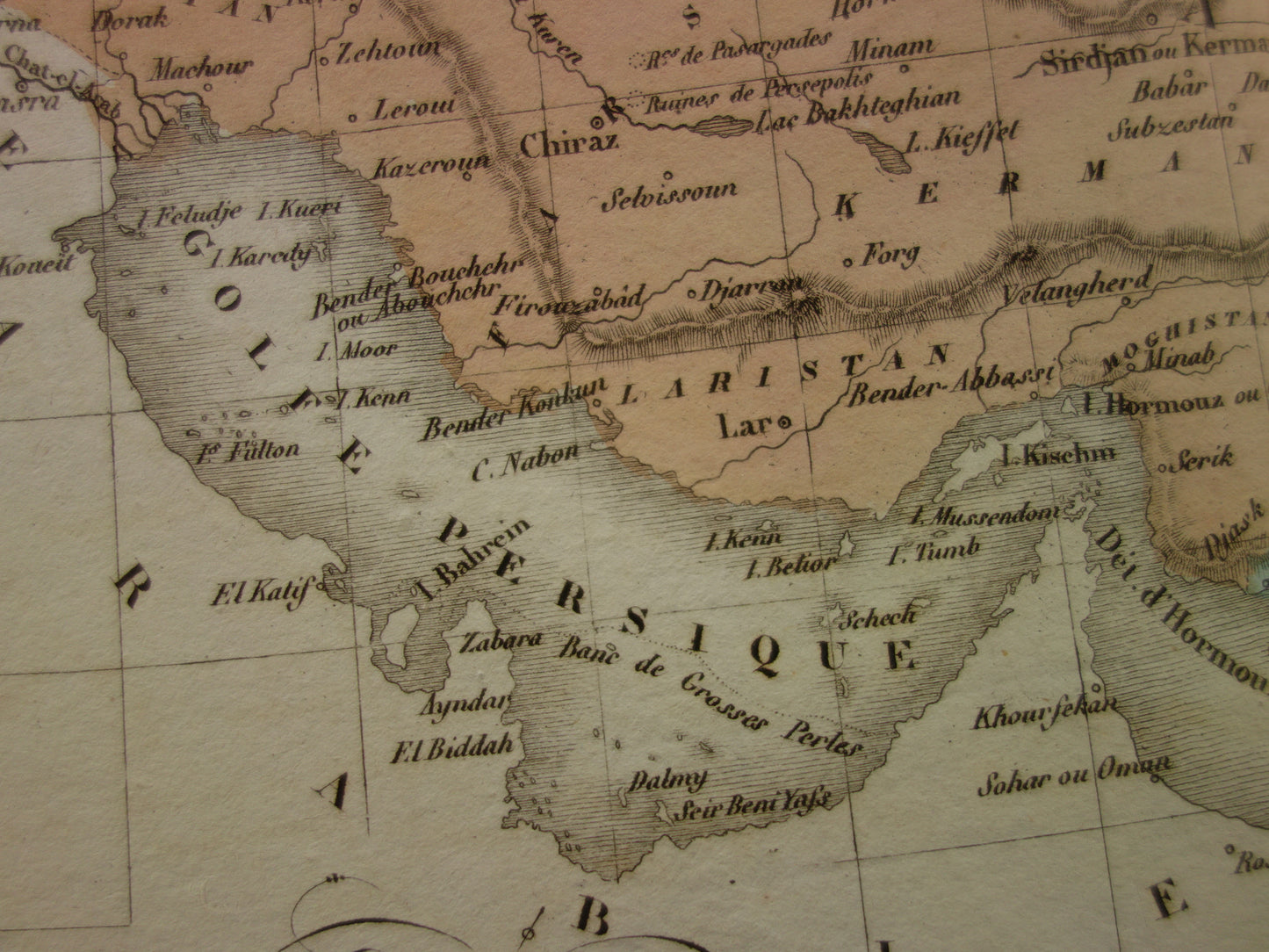 Antieke kaart van IRAN 180+ jaar oude Franse handgekleurde landkaart Perzië Balochistan 1838