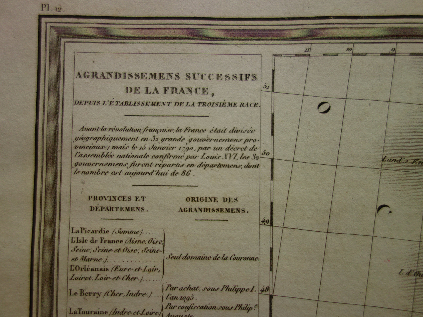 Antieke kaart van FRANKRIJK 180+ jaar oude Franse handgekleurde landkaart 1838