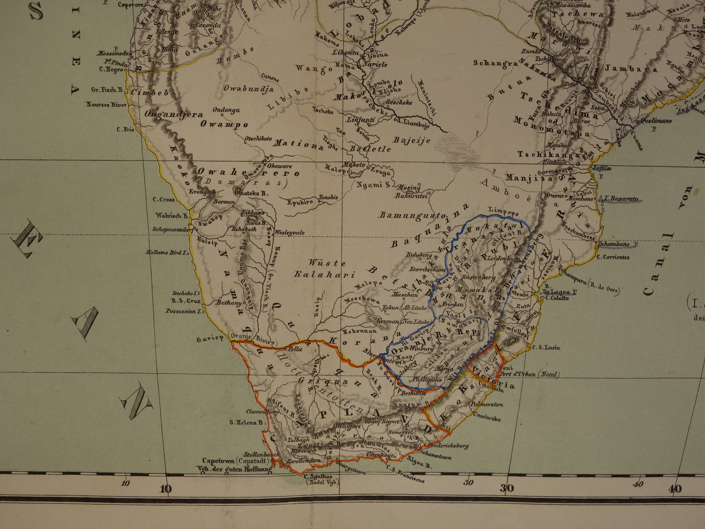 Oude landkaart van Afrika uit 1860 originele historische kaart Afrika continent 50 x 62 cm