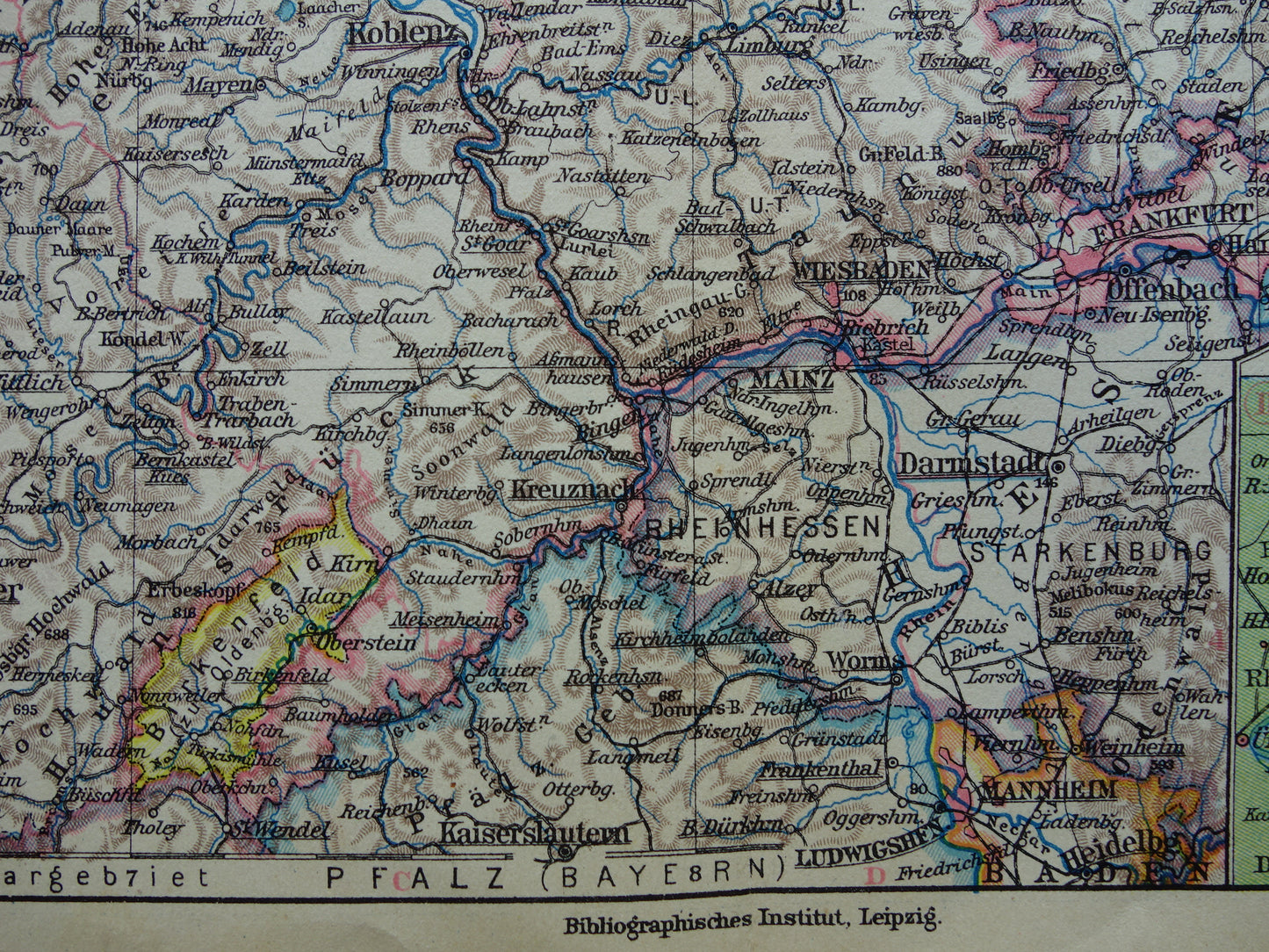 DUITSLAND oude landkaart van Rhijnland 1928 originele vintage Duitse kaart Ruhrgebied Keulen Essen Dortmund Kassel