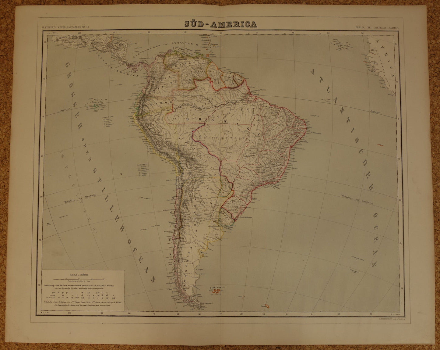 historische kaarten van Zuid-Amerika in het jaar 1860