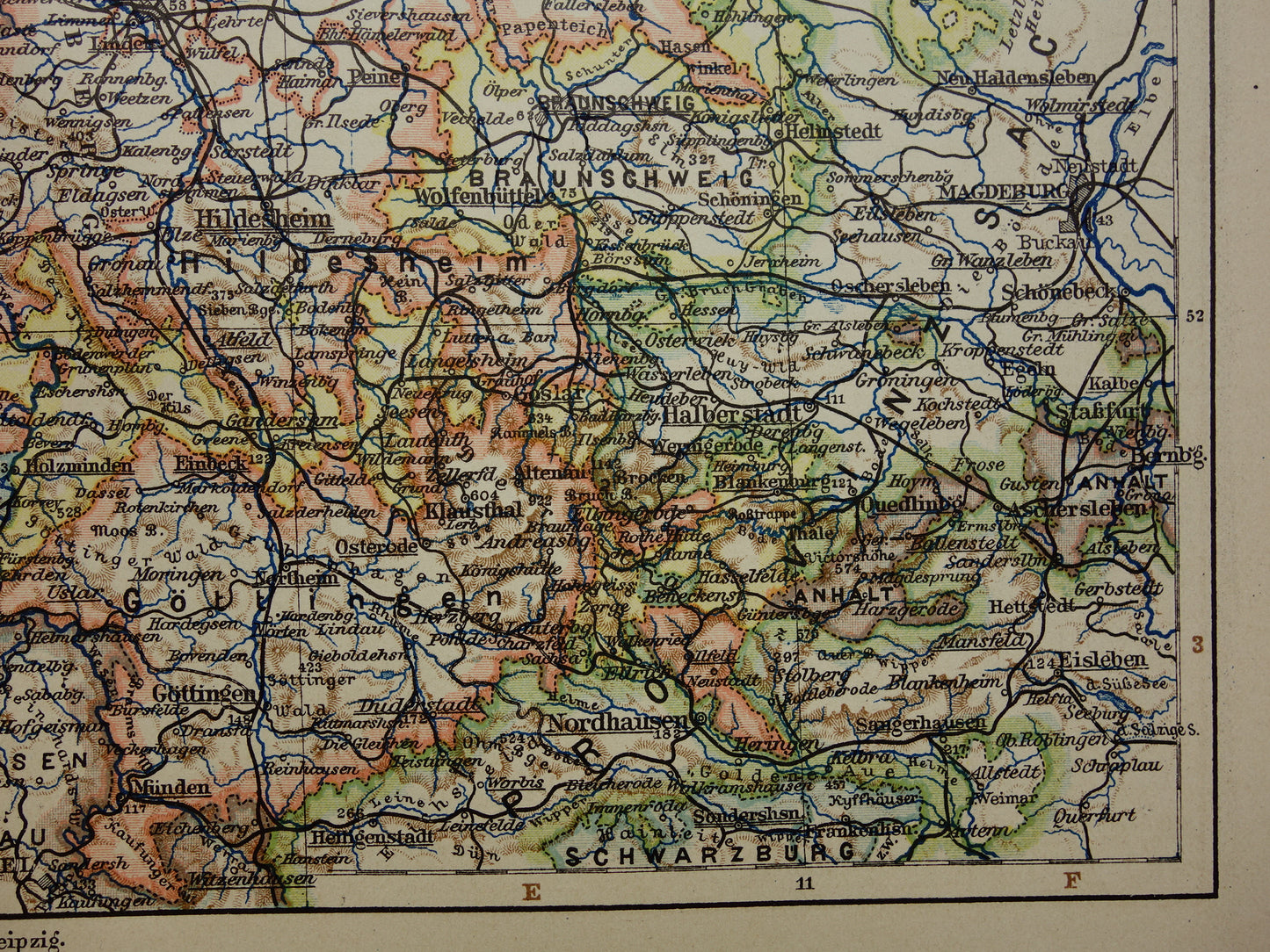 DUITSLAND oude kaart van Nedersaksen Hannover Bremen Hamburg 1906 originele antieke Duitse landkaart van noordwest Duitsland