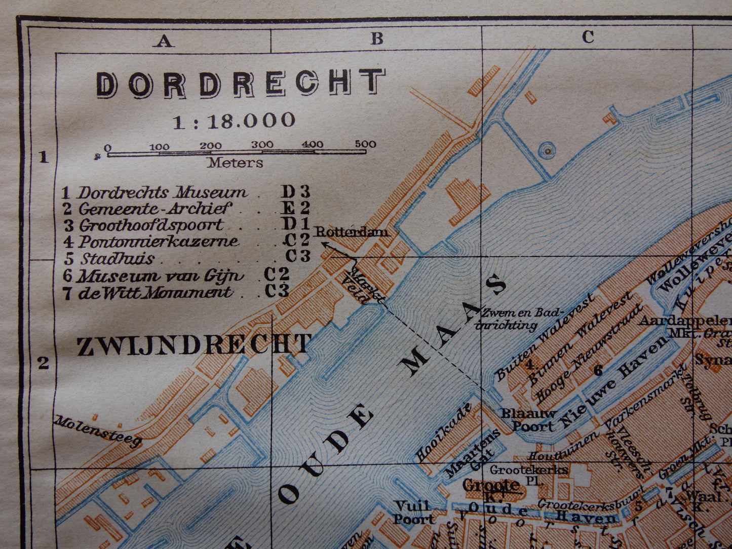 Dordrecht in 1927 plattegrond oude kaart landkaart