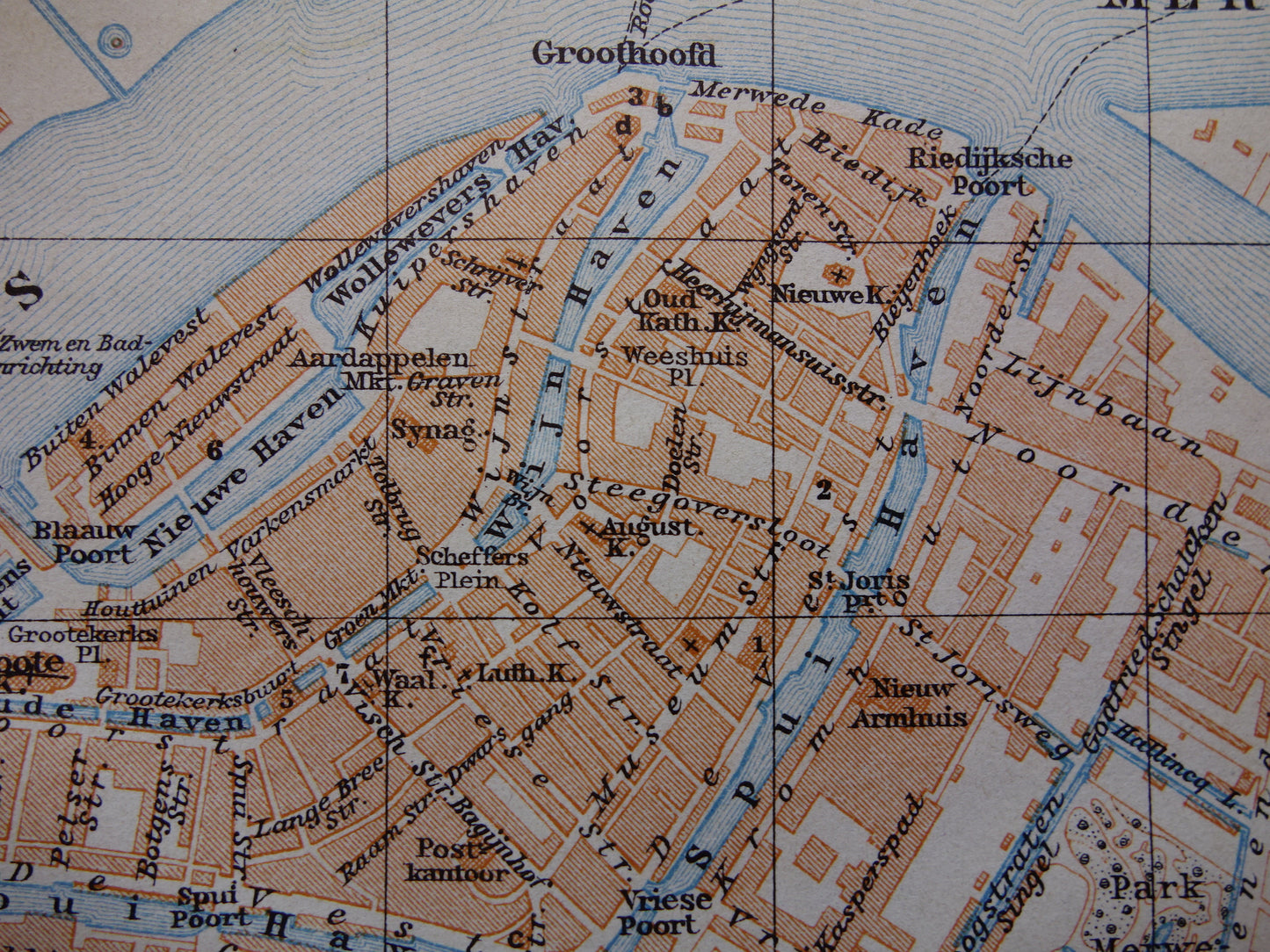 DORDRECHT oude plattegrond van Dordrecht uit 1927 kleine originele vintage kaart Nederland