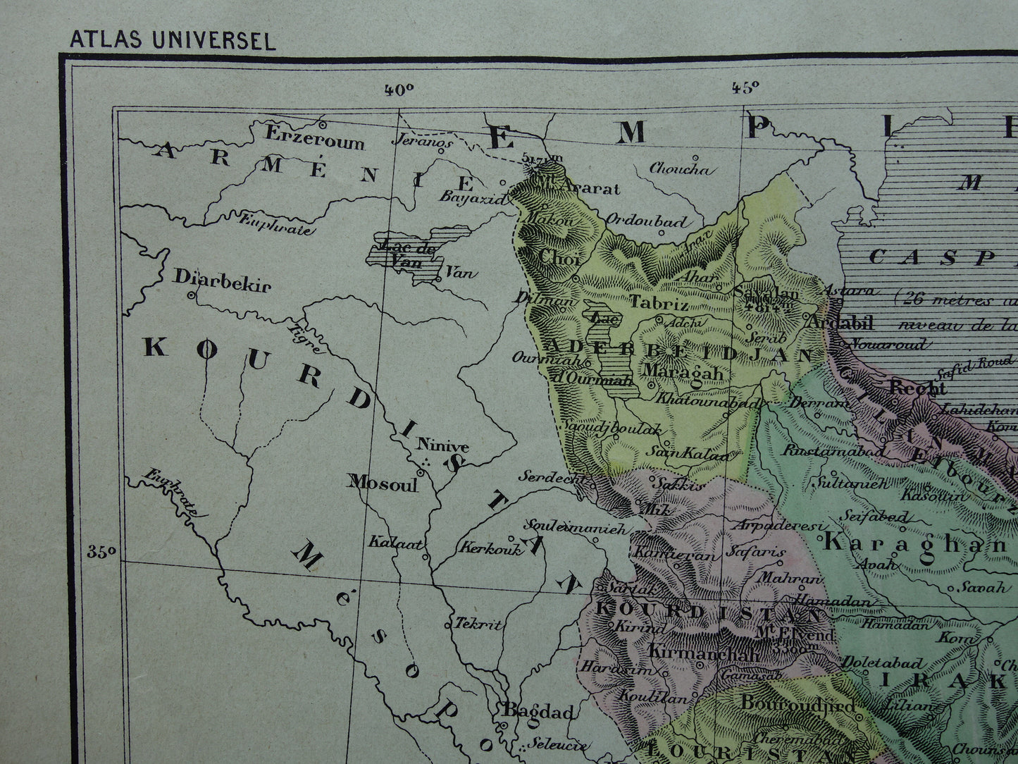 IRAN oude kaart uit 1896 originele antieke vintage landkaart van Perzië Teheran