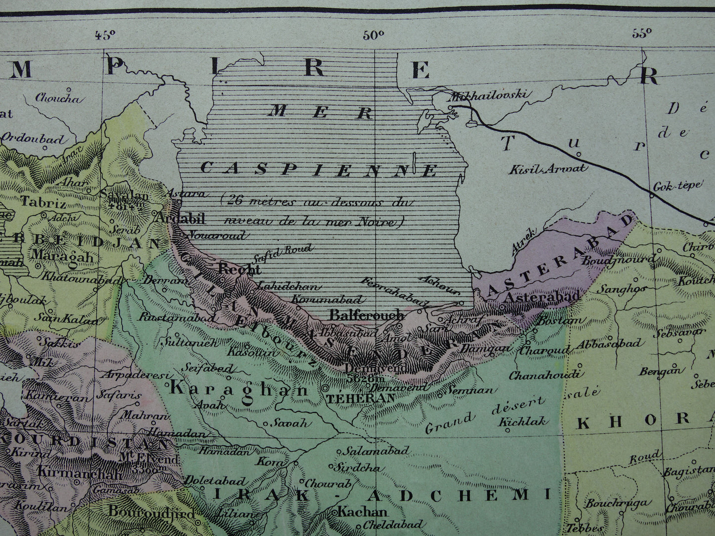 IRAN oude kaart uit 1896 originele antieke vintage landkaart van Perzië Teheran