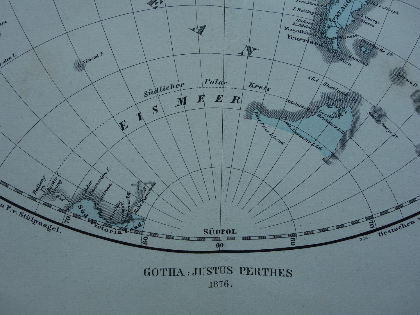 Wereldkaart antieke kaart van Westelijk en Oostelijk Halfrond originele 140+ jaar oude landkaart van de wereld in twee delen