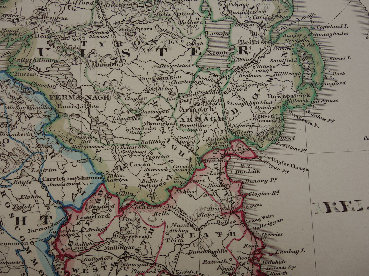 IERLAND oude kaart van Ierland 1859 originele antieke Duitse landkaart van Dublin Killarney met jaartal