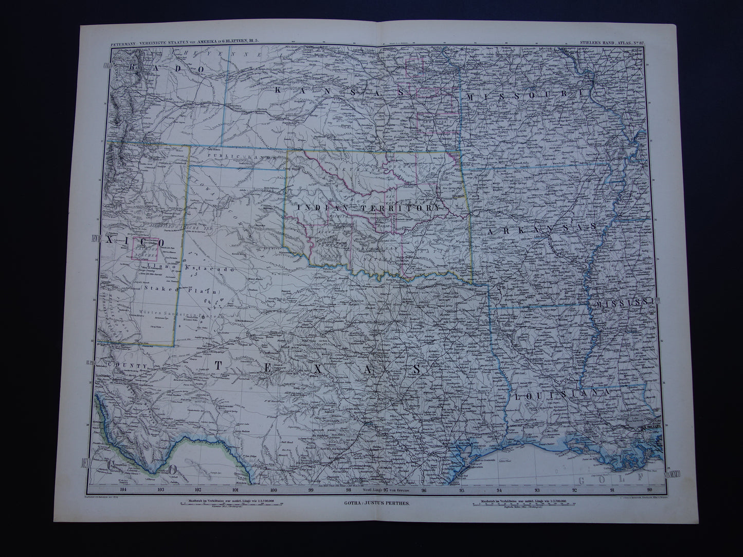 VERENIGDE STATEN Oude kaart van de VS uit 1886 originele grote antieke landkaart met jaartal - vintage poster van Amerika XL