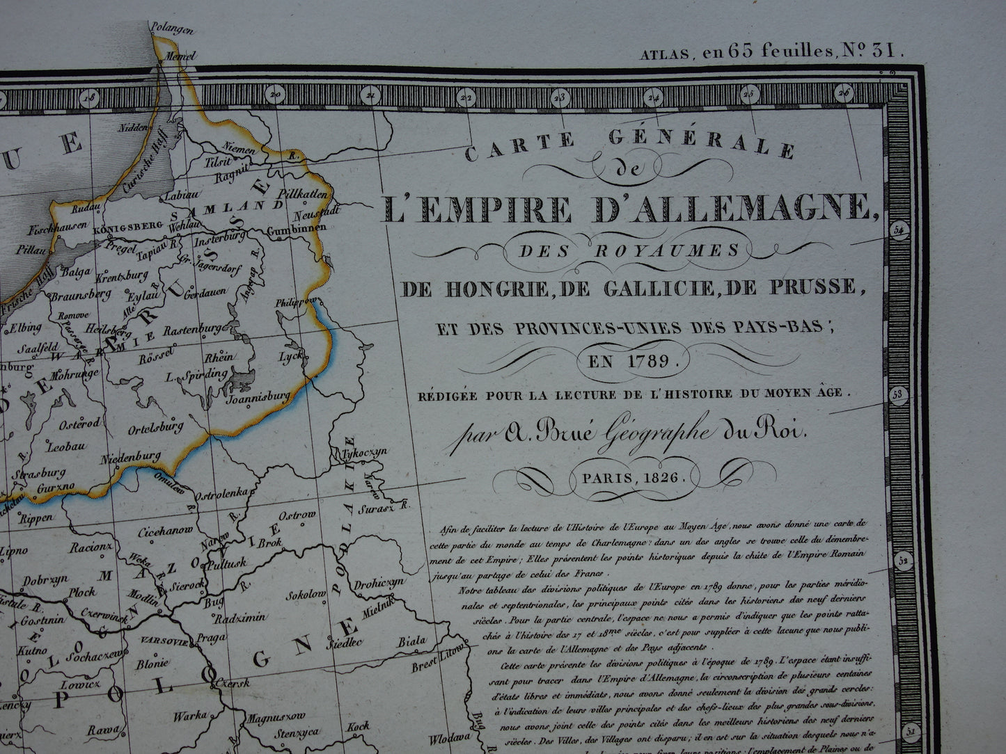 31 carte generale de l'empire d'allemagne des royaumes de hongrie, de gallicie, de prusse et des provinces-unies des pays bas brue for sale
