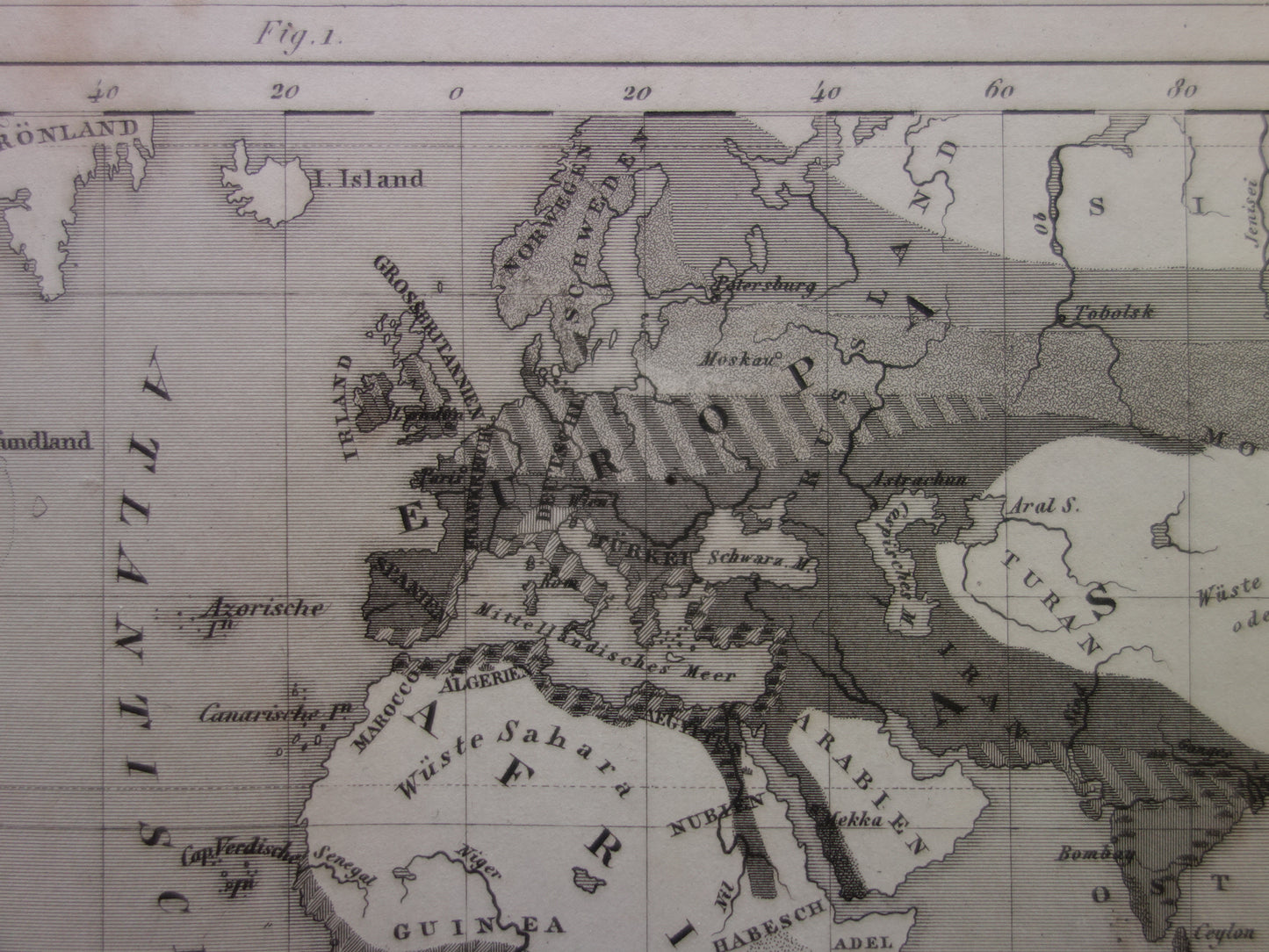 Antieke WERELDKAART oude kaart van de Wereld uit 1849 Landbouw Gewassen Agricultuur