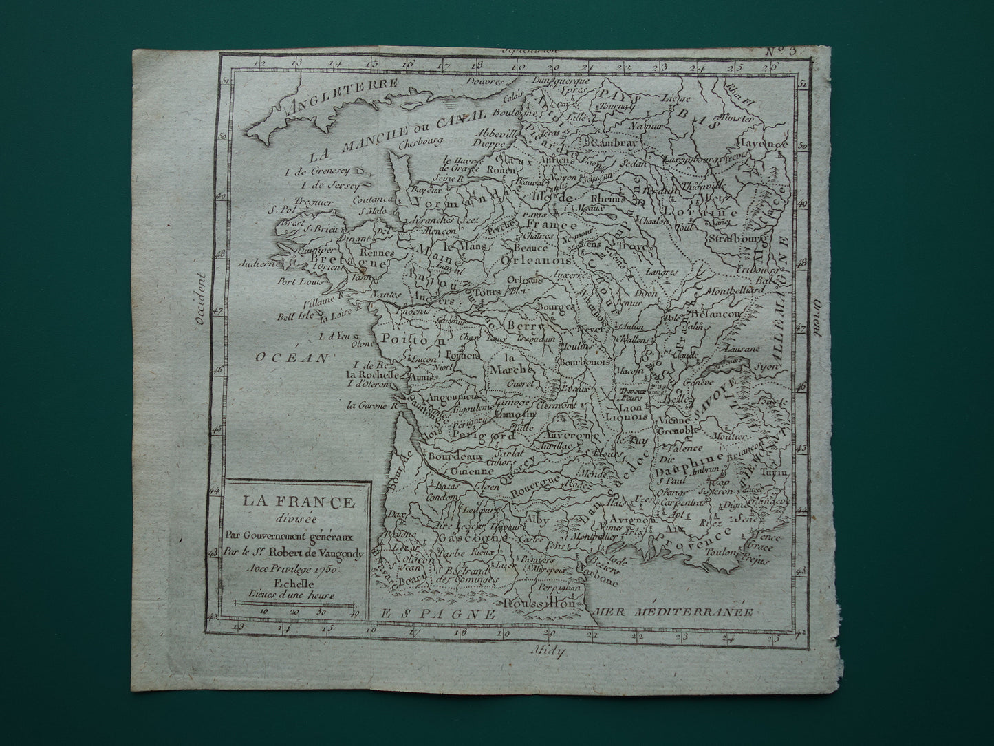 230+ jaar oude kaart vanFrankrijk uit 1793 originele antieke kleine landkaart met jaartal