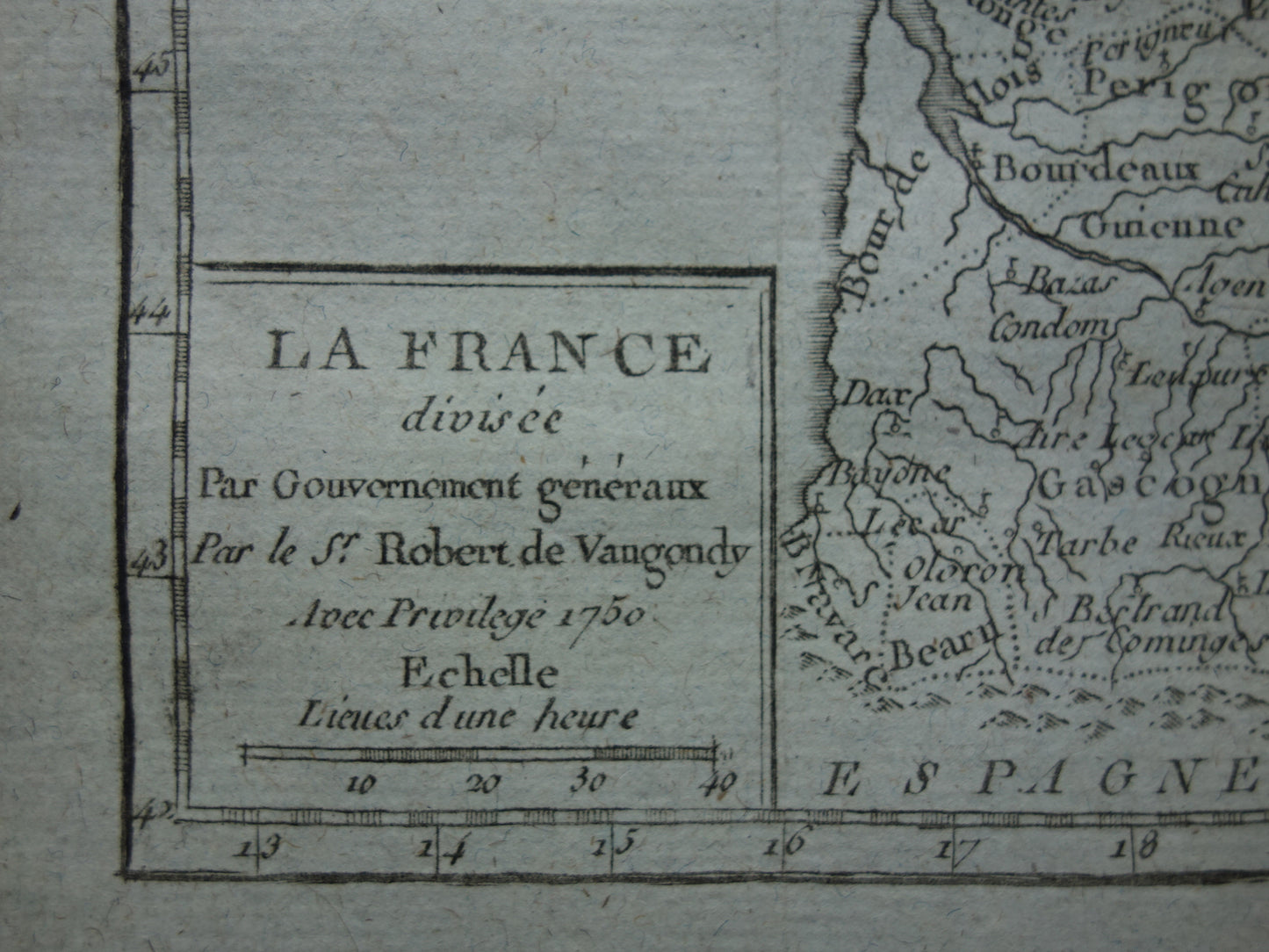 230+ jaar oude kaart vanFrankrijk uit 1793 originele antieke kleine landkaart met jaartal