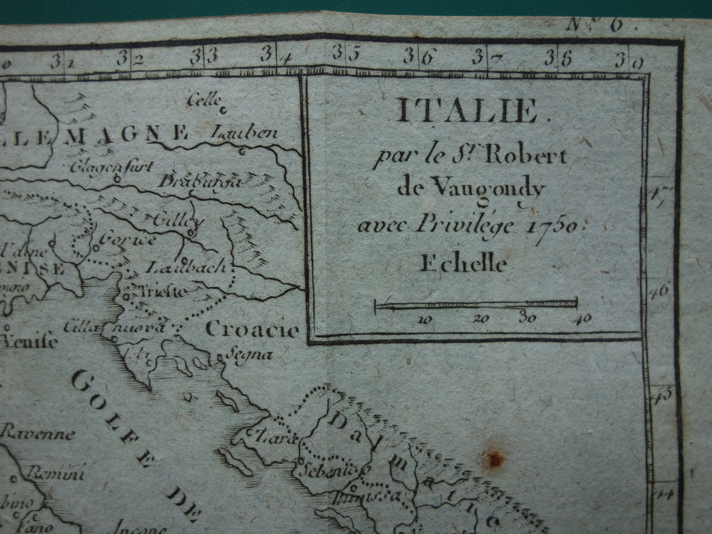 Kleine oude landkaart van Italië uit 1793 originele antieke kaart van Italië vintage kaarten Vaugondy