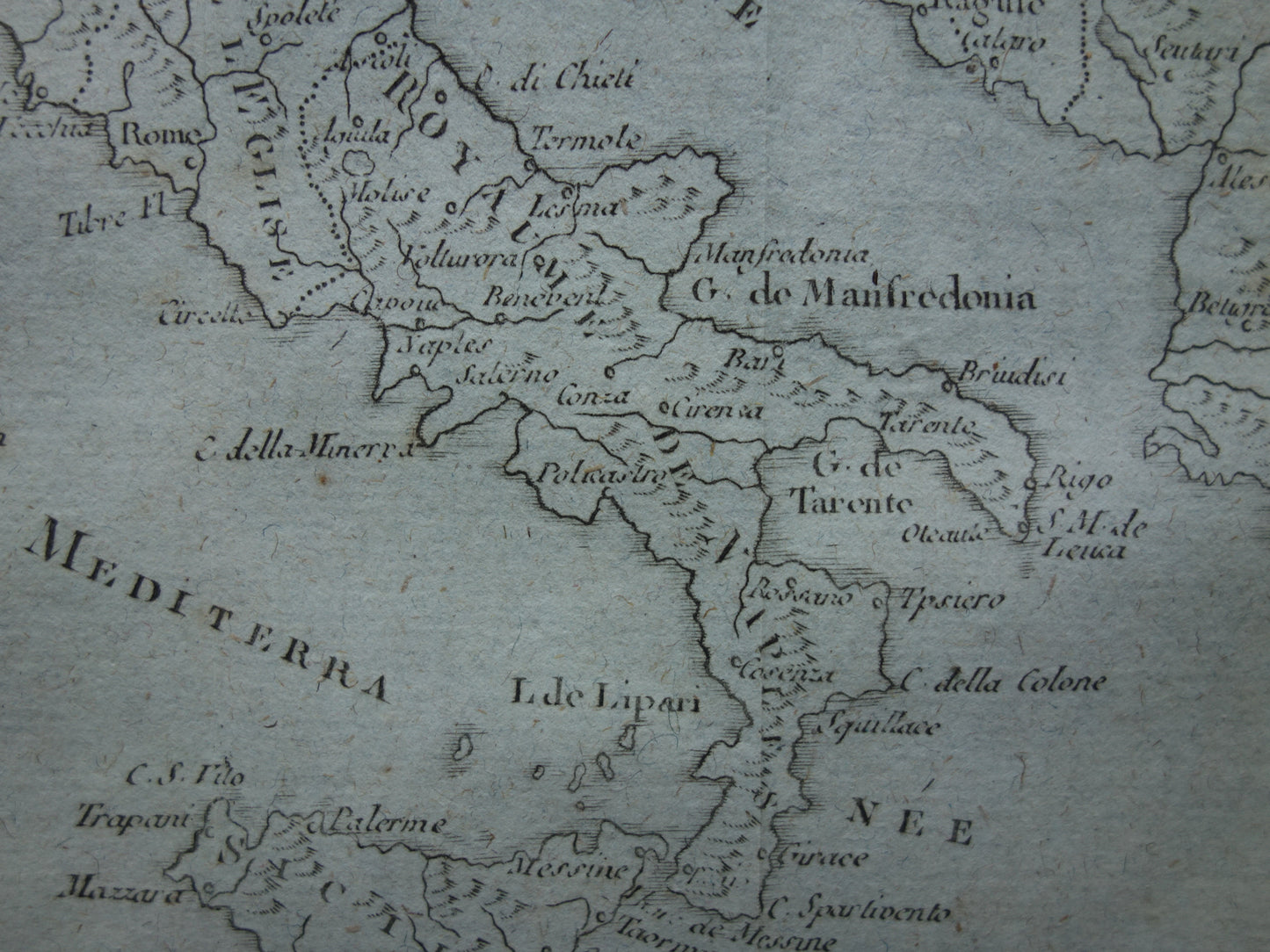 Kleine oude landkaart van Italië uit 1793 originele antieke kaart van Italië vintage kaarten Vaugondy