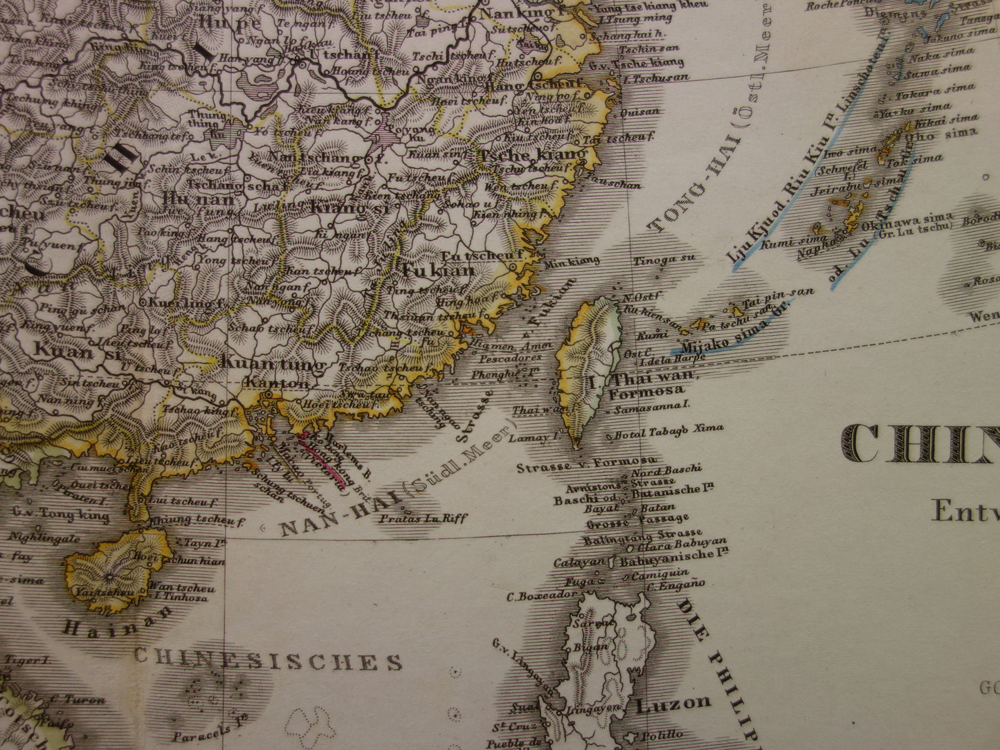 CHINA old German map of China and Japan in 1863 - original antique map vintage poster Asia