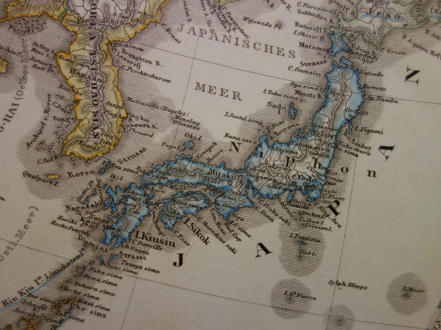 CHINA old German map of China and Japan in 1863 - original antique map vintage poster Asia