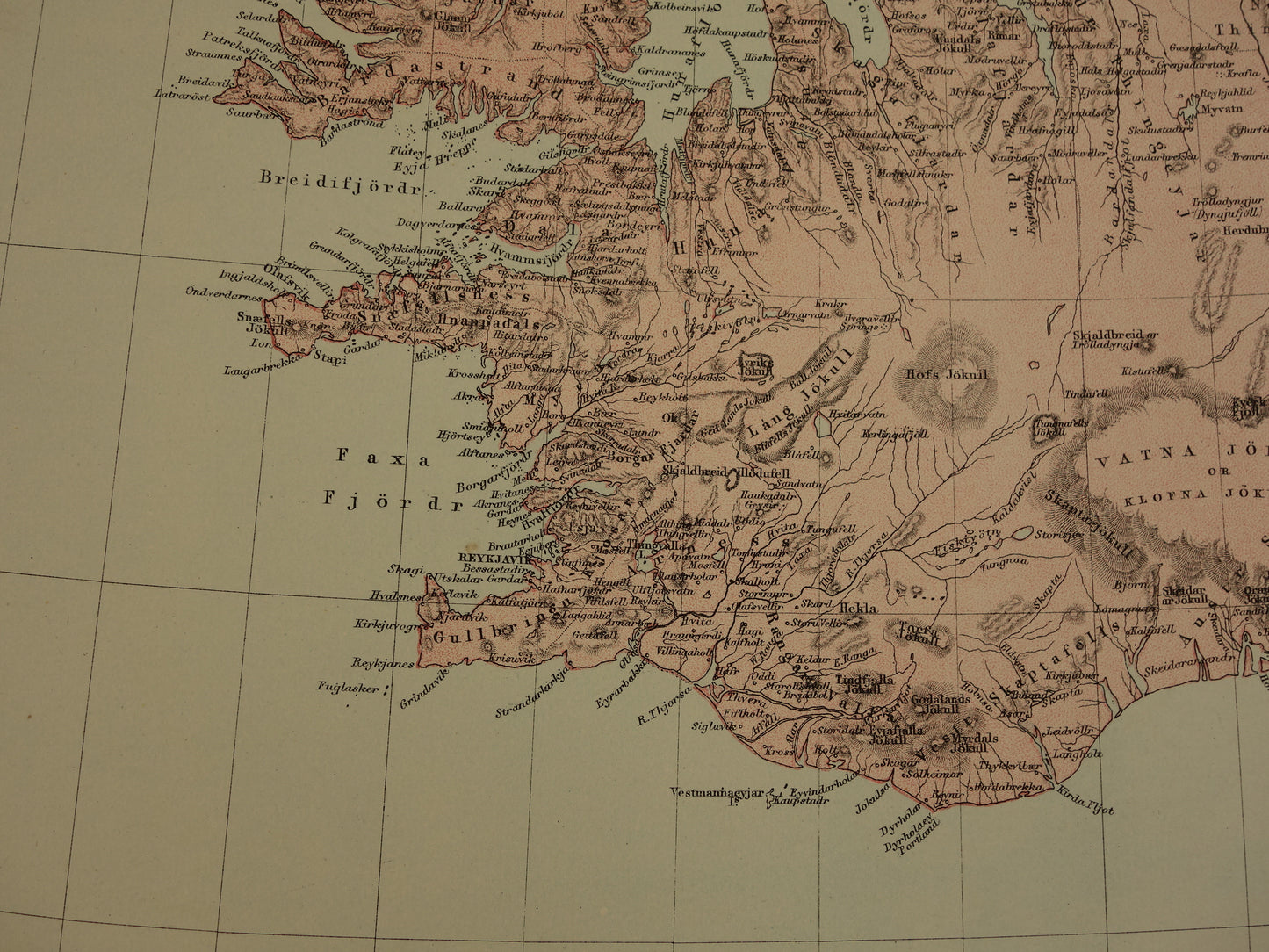Denemarken grote oude kaart van Denemarken Groenland en Ijsland uit 1875 originele antieke landkaart poster