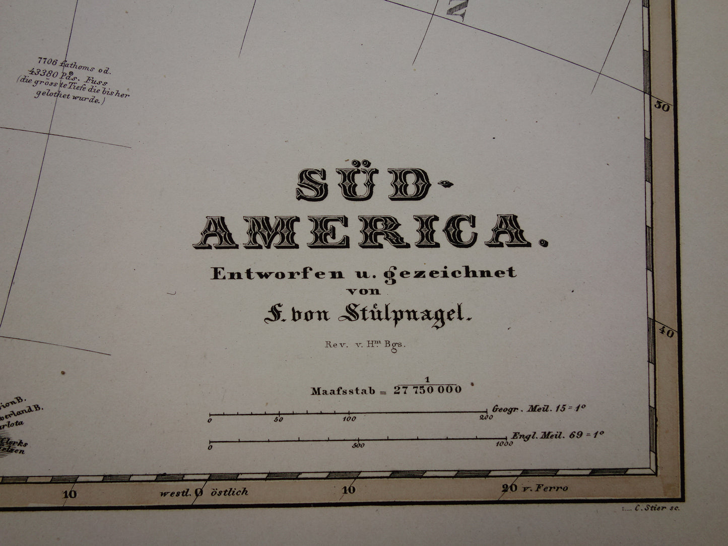 ZUID-AMERIKA Oude kaart van Zuid-Amerikaans continent in 1860 originele antieke Duitse handgekleurde landkaart poster Brazilië Patagonië Chili met jaartal