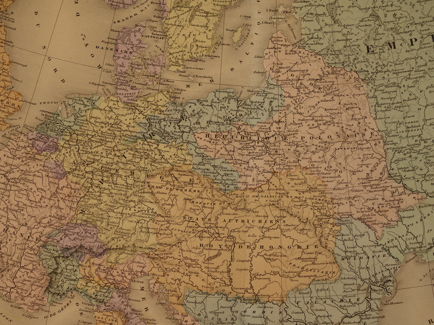 Kaart van Europa in het jaar 1789 zeer grote antieke landkaart Europees continent start Franse revolutie vintage kaarten