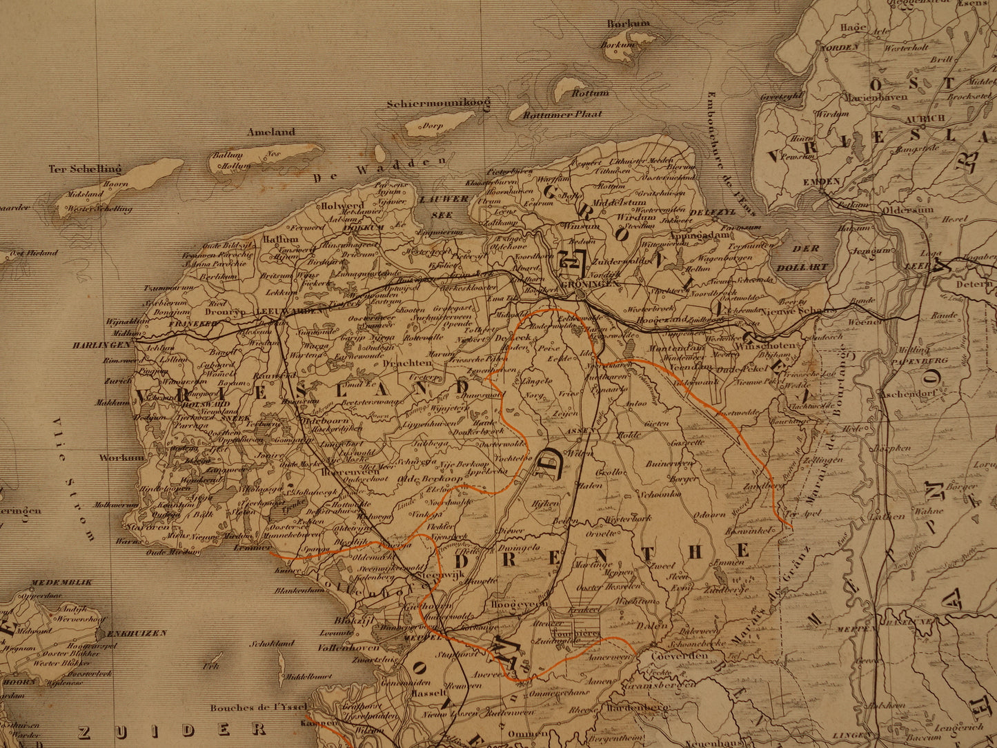 Grote Oude landkaart van Nederland en België 1878 originele antieke zeer grote kaart poster