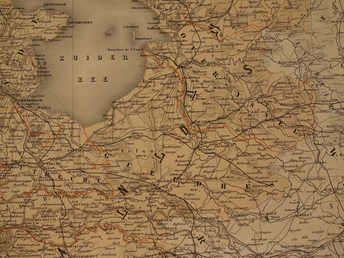 Grote Oude landkaart van Nederland en België 1878 originele antieke zeer grote kaart poster