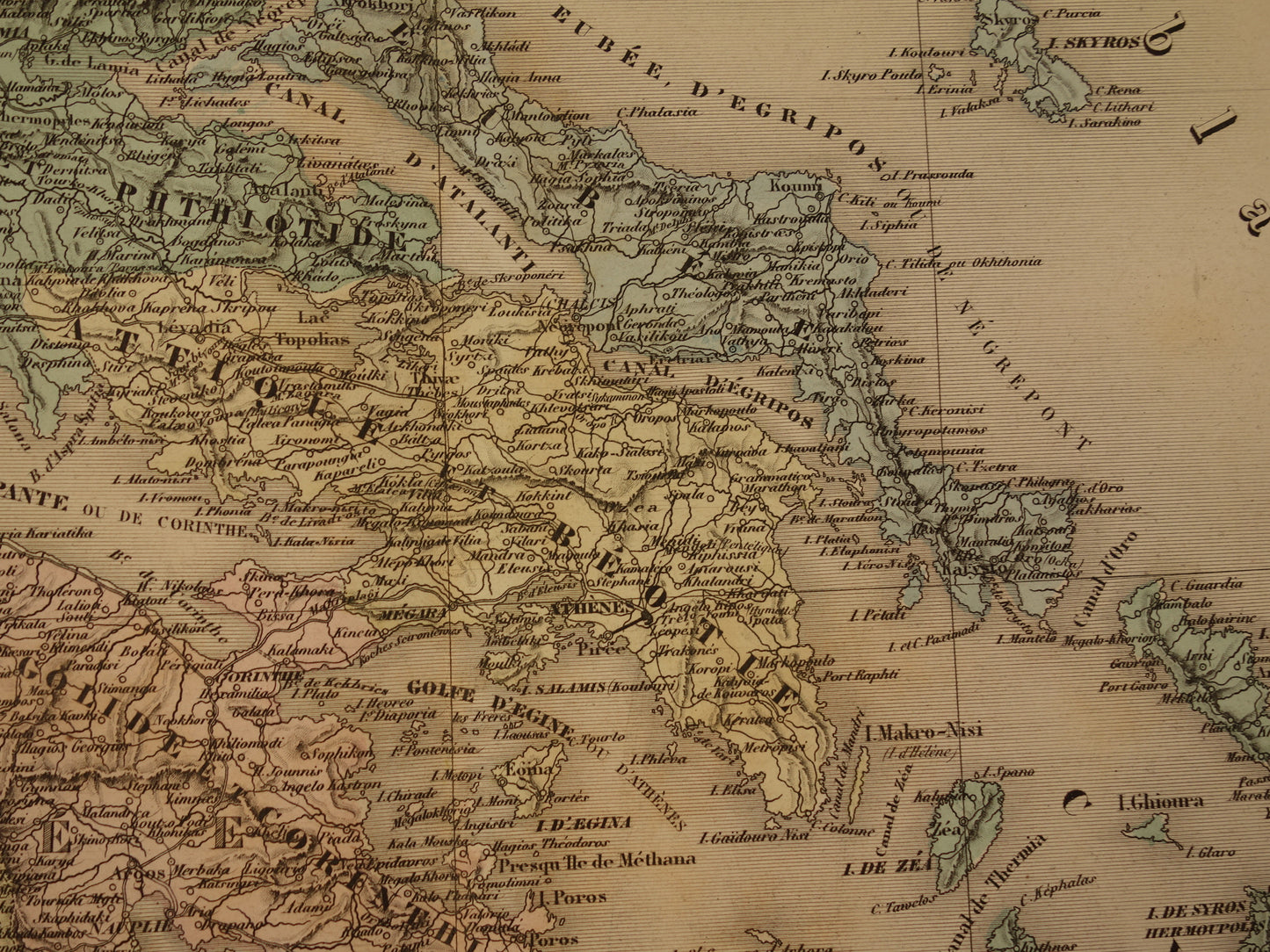 GRIEKENLAND grote oude landkaart van Griekenland 1880 Prachtige originele handgekleurde antieke kaart