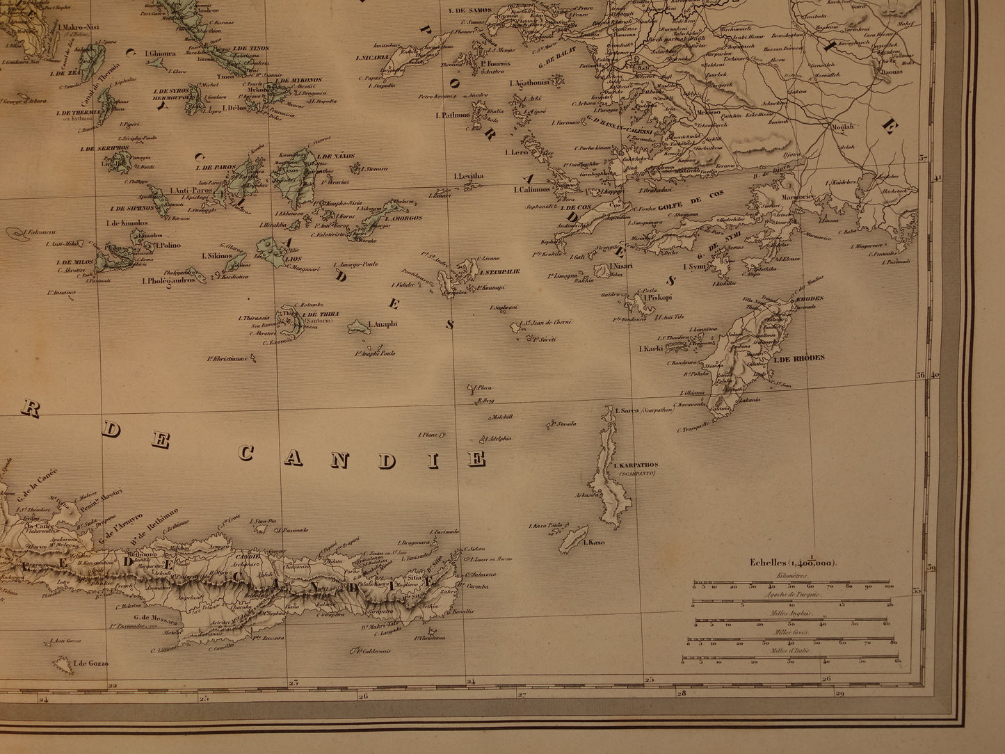 GRIEKENLAND grote oude landkaart van Griekenland 1880 Prachtige originele handgekleurde antieke kaart