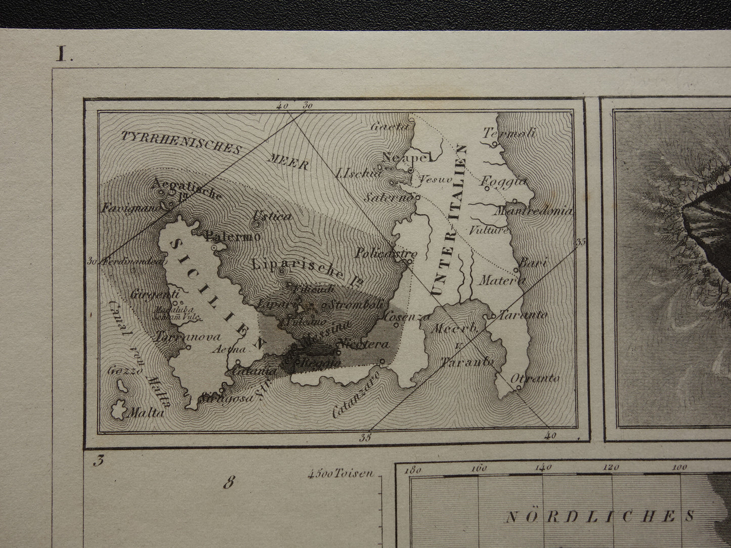 Antieke WERELDKAART oude kaart van de Wereld uit 1849 over vulkanen seismologie bergtoppen bergen