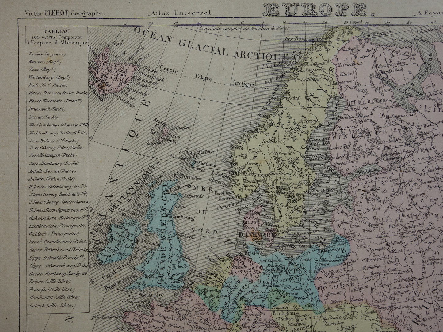 Oude kaart van Europa uit 1877 originele antieke handgekleurde landkaart continent Europa