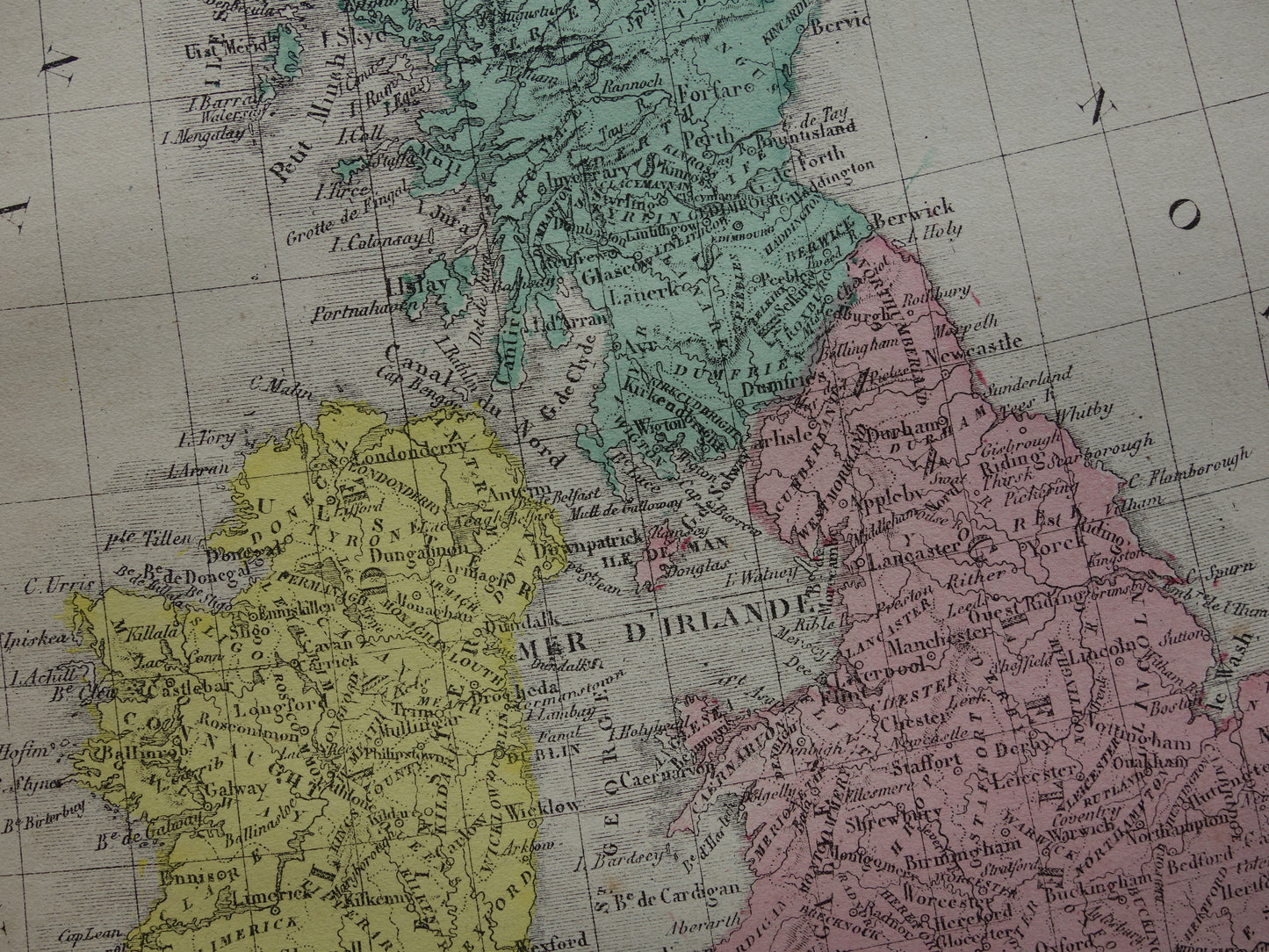 Britse Eilanden Oude kaart van Verenigd Koninkrijk en Ierland uit 1877 originele antieke landkaart
