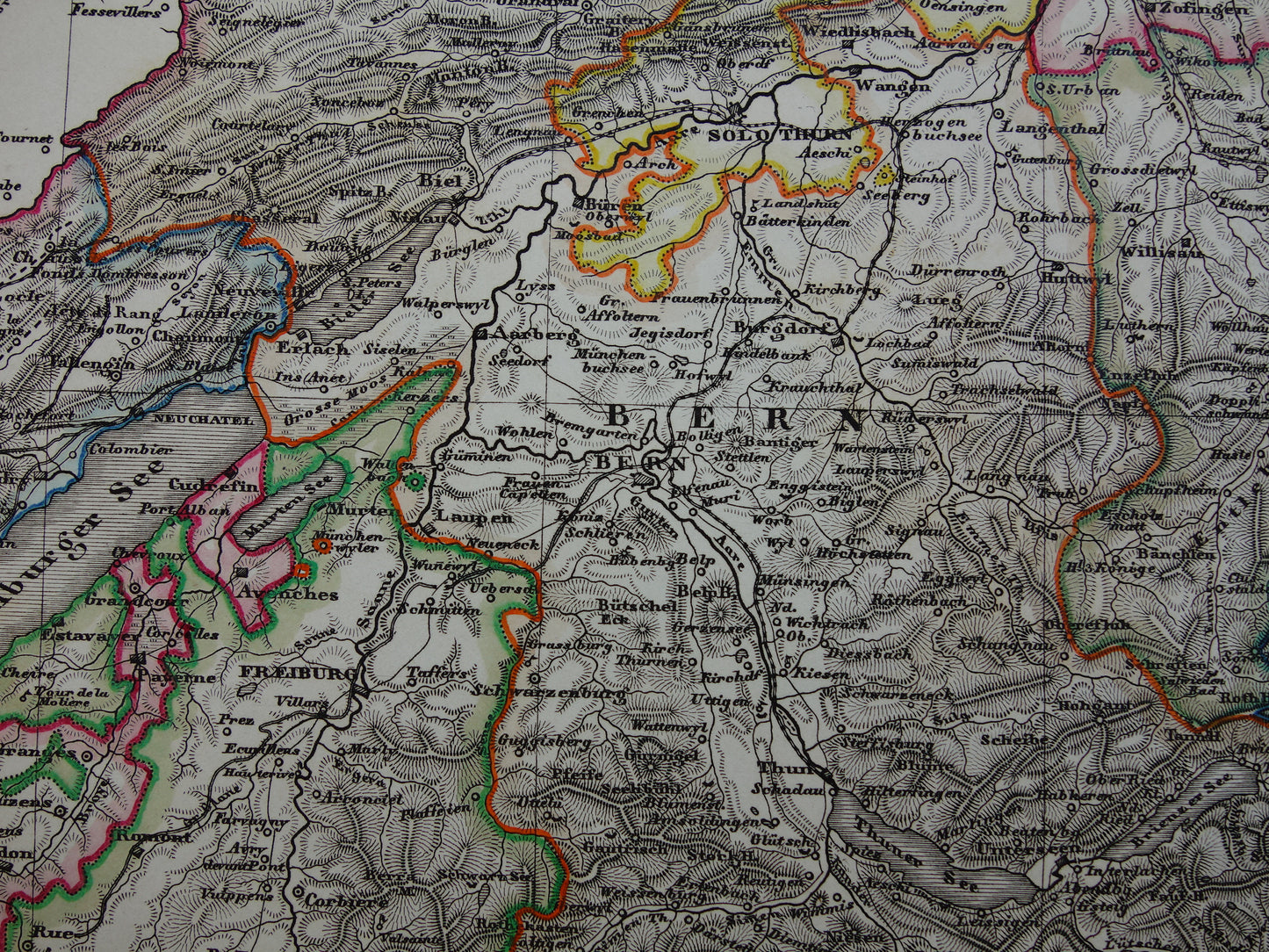 ZWITSERLAND antieke landkaart van Zwitserland 1860 originele oude kaart Geneve Zürich Bern met jaartal te koop