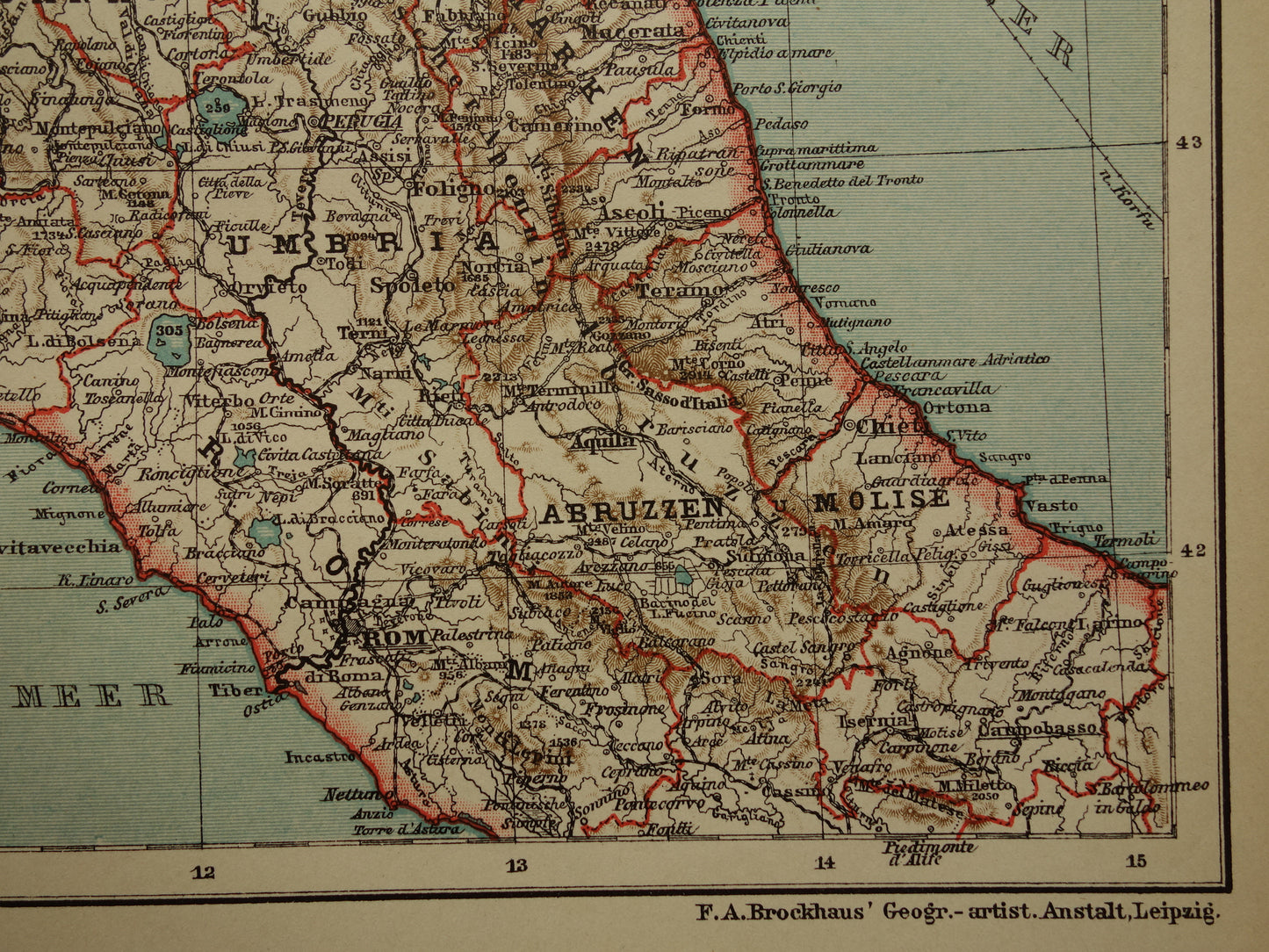 Oude kaart van Italië historische landkaart midden- en noord-Italie oude vintage kaarten met jaartal