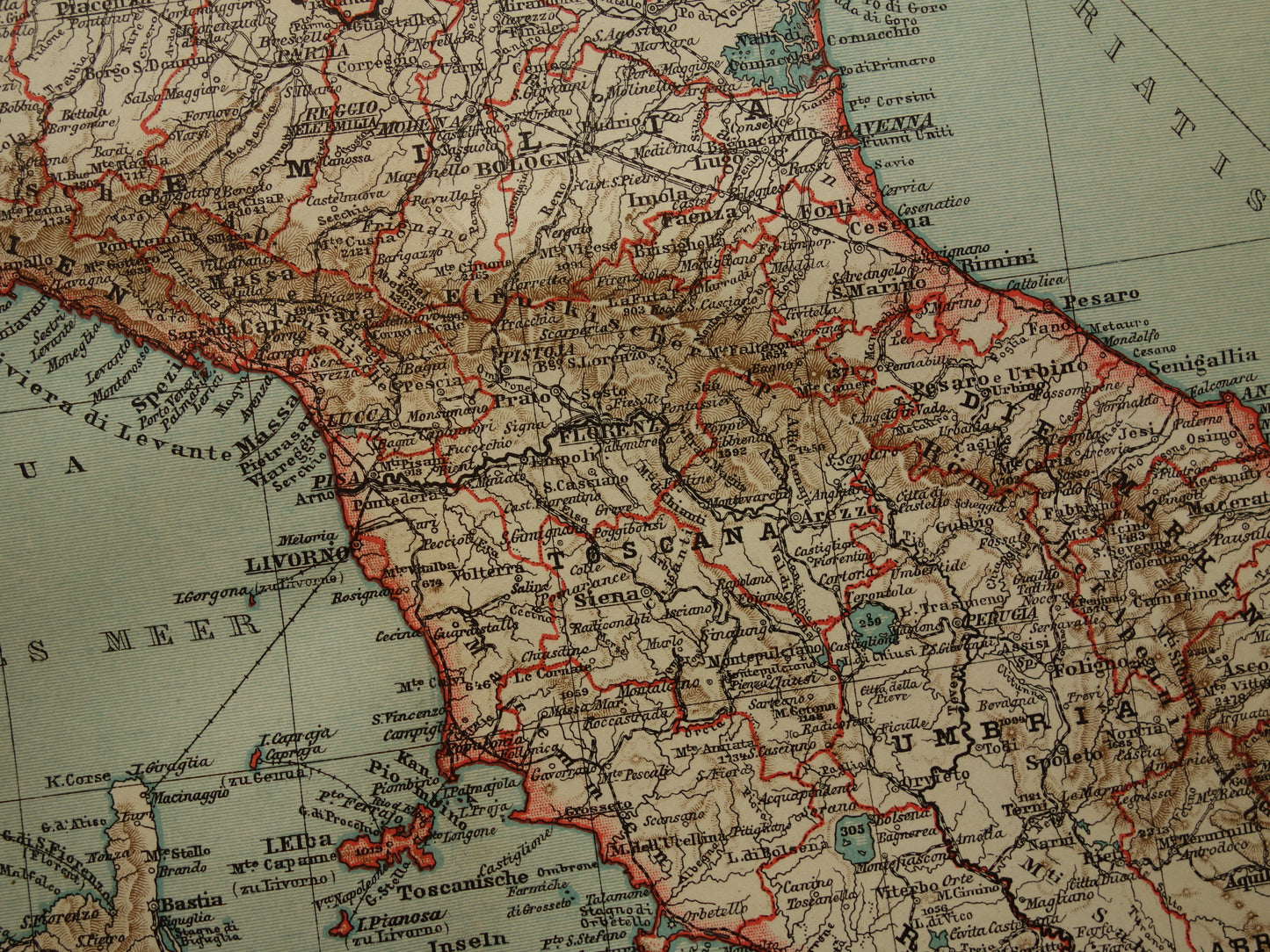 Oude kaart van Italië historische landkaart midden- en noord-Italie oude vintage kaarten met jaartal