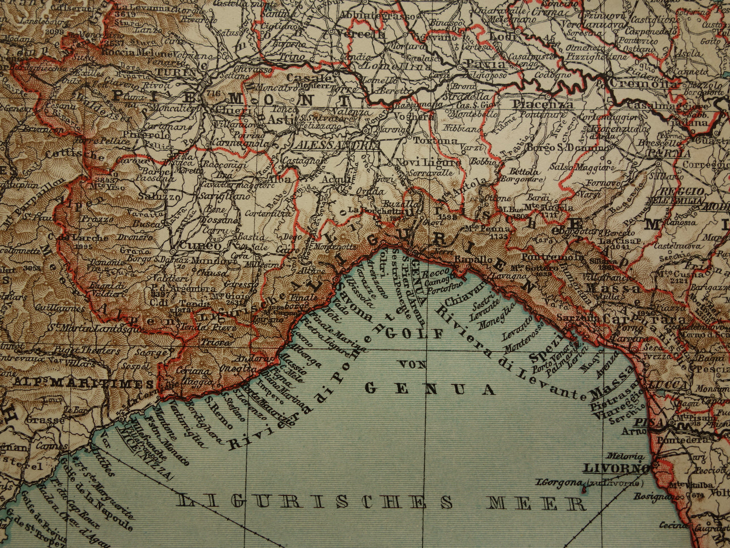 Oude kaart van Italië historische landkaart midden- en noord-Italie oude vintage kaarten met jaartal